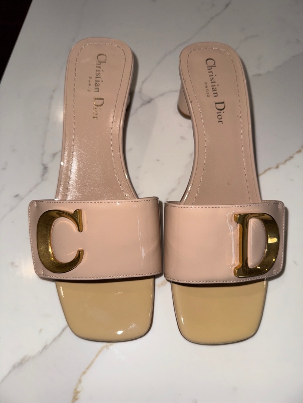 Christian Dior C’est Beige Mule Sandals with Square Toe - Picture 2 of 11